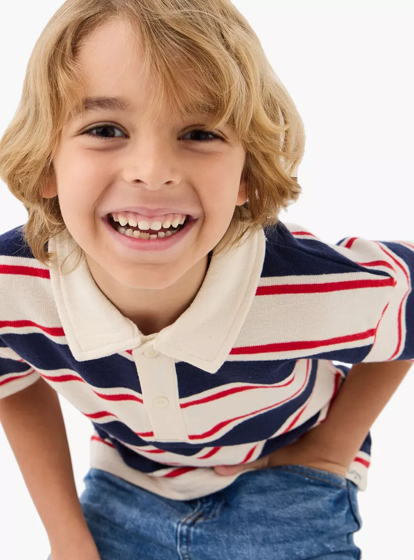 Lee Cooper Striped Polo T-shirt with Short Sleeves-4