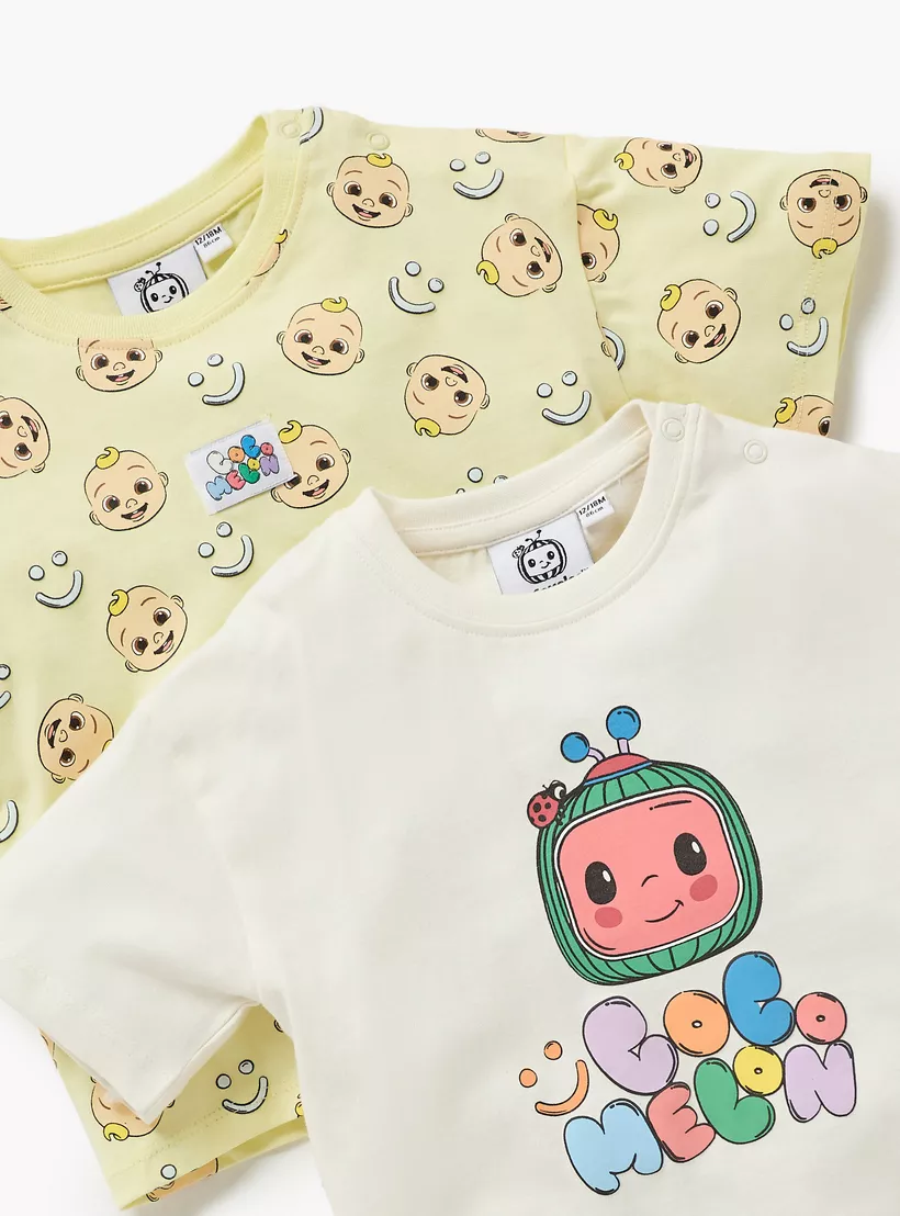 MoonBug Cocomelon Print T-shirt with Short Sleeves - Set of 2-3