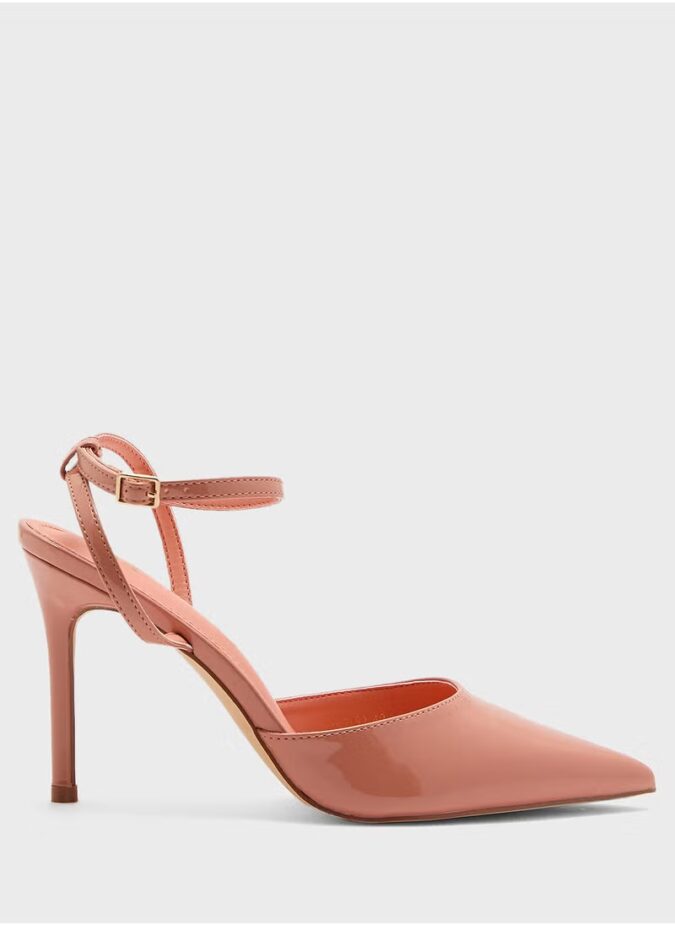 Patent Counter Strap Pointy High Heel Pump-1