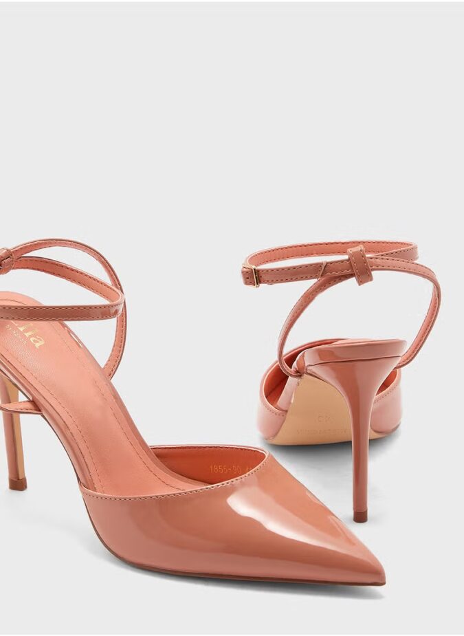 Patent Counter Strap Pointy High Heel Pump-4