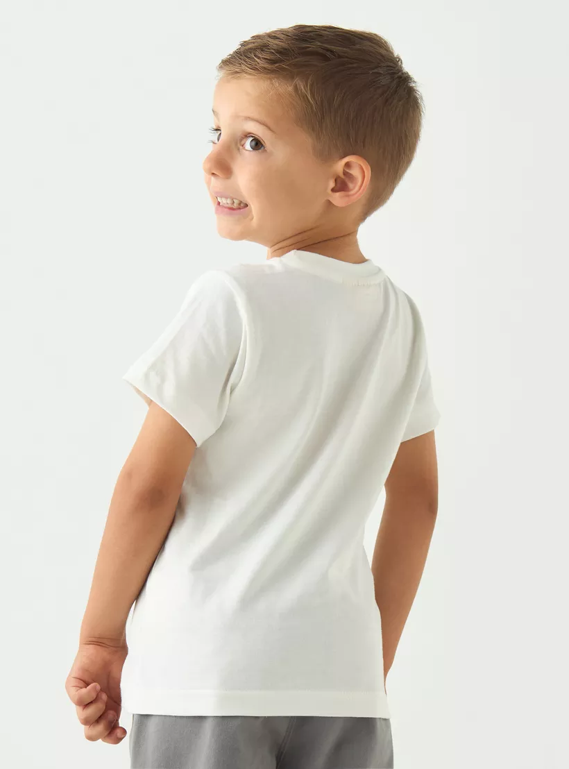 Peanuts Print Crew Neck T-Shirt with Short Sleeves-4