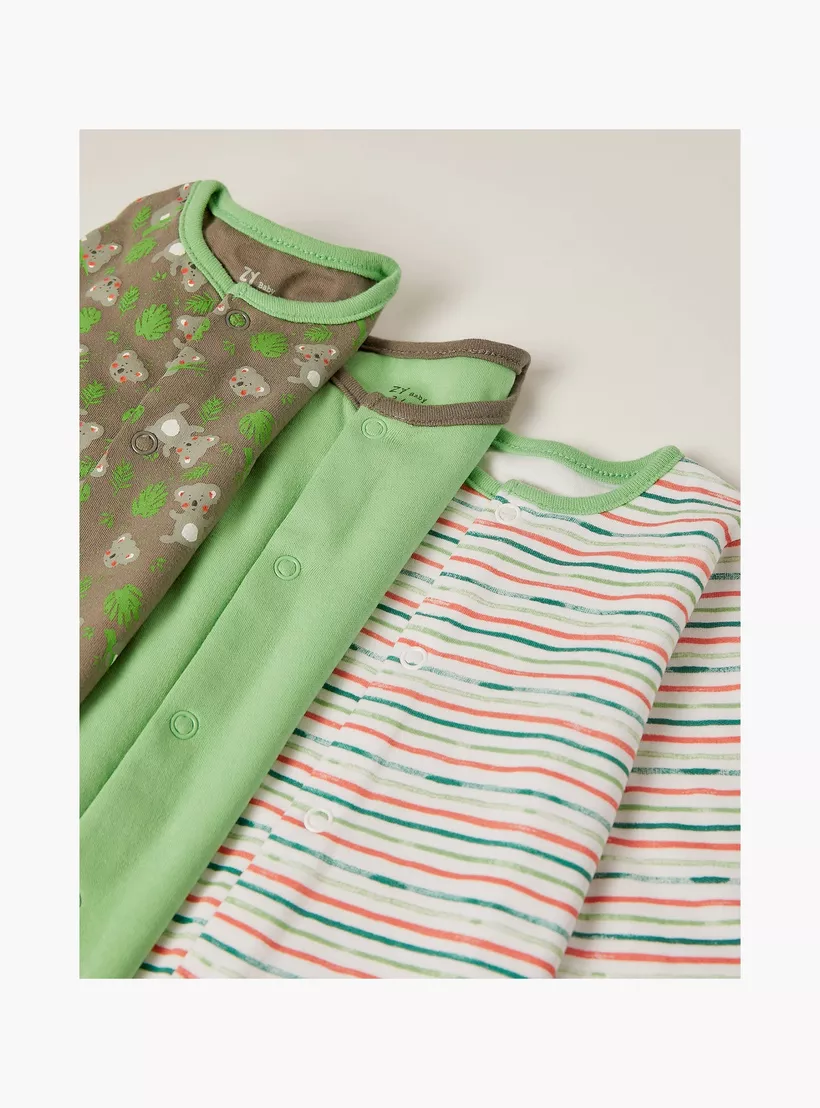 Zippy 3-Piece Printed Long Sleeves Sleepsuits-3