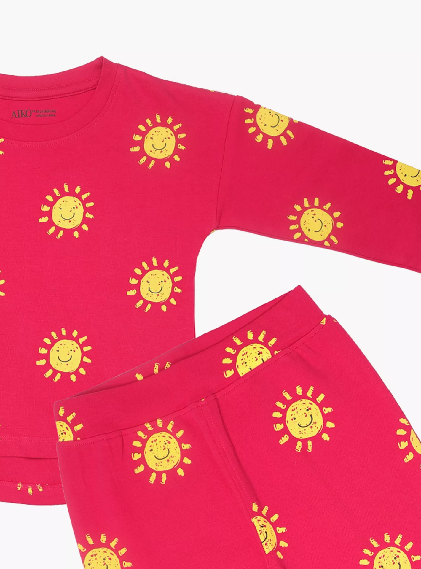 AIKO 2-Piece Cute Eternal Smiles Printed Long Sleeves T-Shirt with Pyjama Set-3
