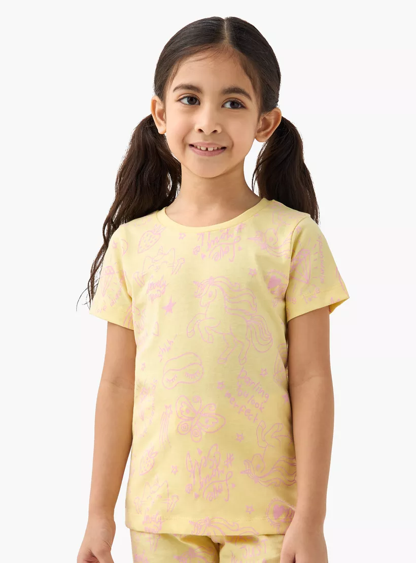 All-Over Print Long Sleeve T-shirt and Pyjama Set-2