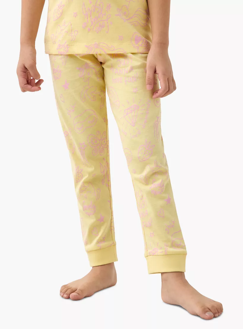 All-Over Print Long Sleeve T-shirt and Pyjama Set-3