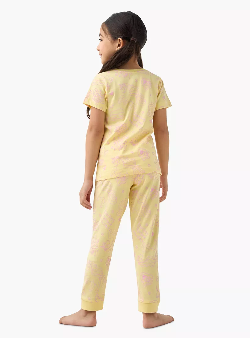 All-Over Print Long Sleeve T-shirt and Pyjama Set-4