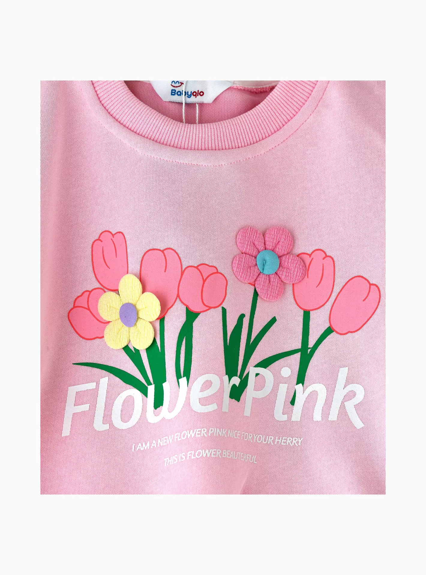 Babyqlo 2-Piece Floral Printed Long Sleeves Sweatshirt with Jeans -2