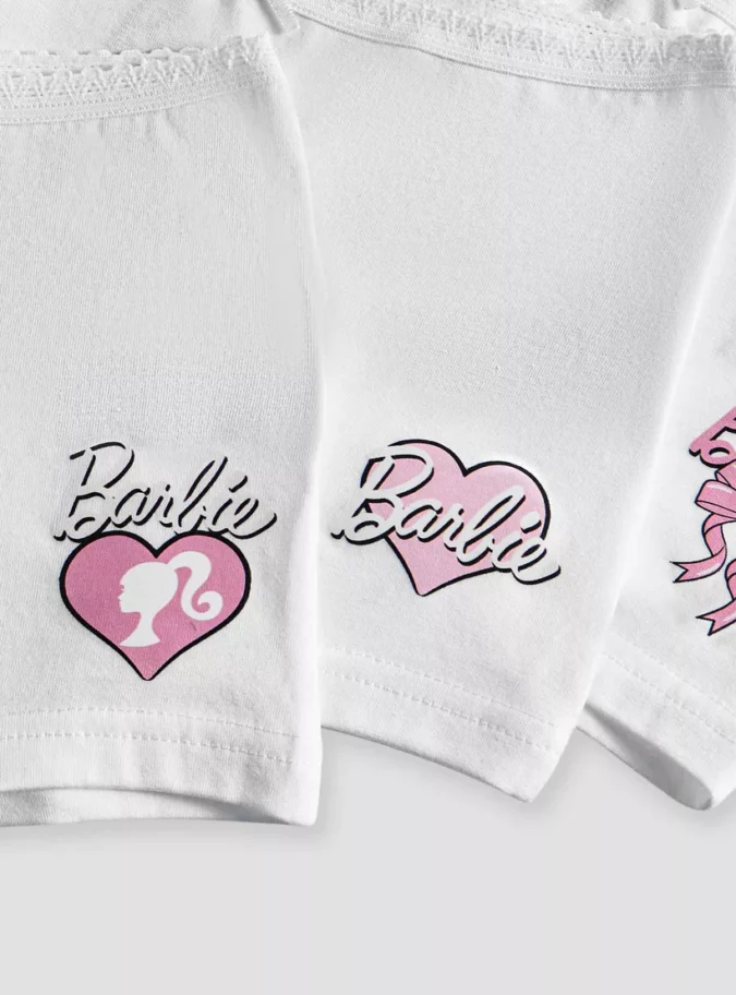 Barbie Print Briefs with Elasticated Waistband - Set of 3-4
