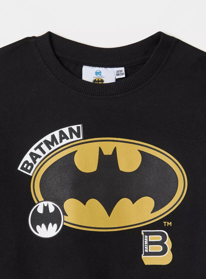 Batman Print Sweatshirt with Long Sleeves-3
