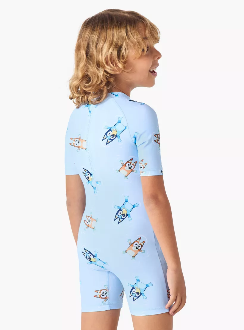 Bluey All-Over Print Swimsuit with Zip Closure and Raglan Sleeves-3