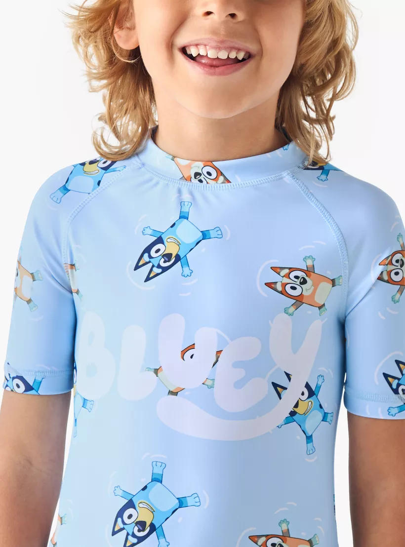 Bluey All-Over Print Swimsuit with Zip Closure and Raglan Sleeves-4