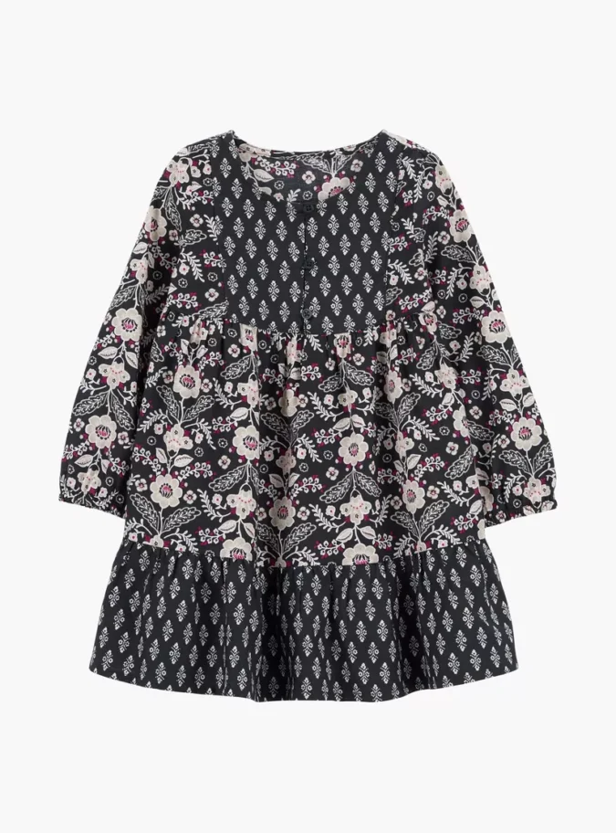 Carter's 2-Piece Floral Printed Long Sleeves Dress with Diaper Cover-1