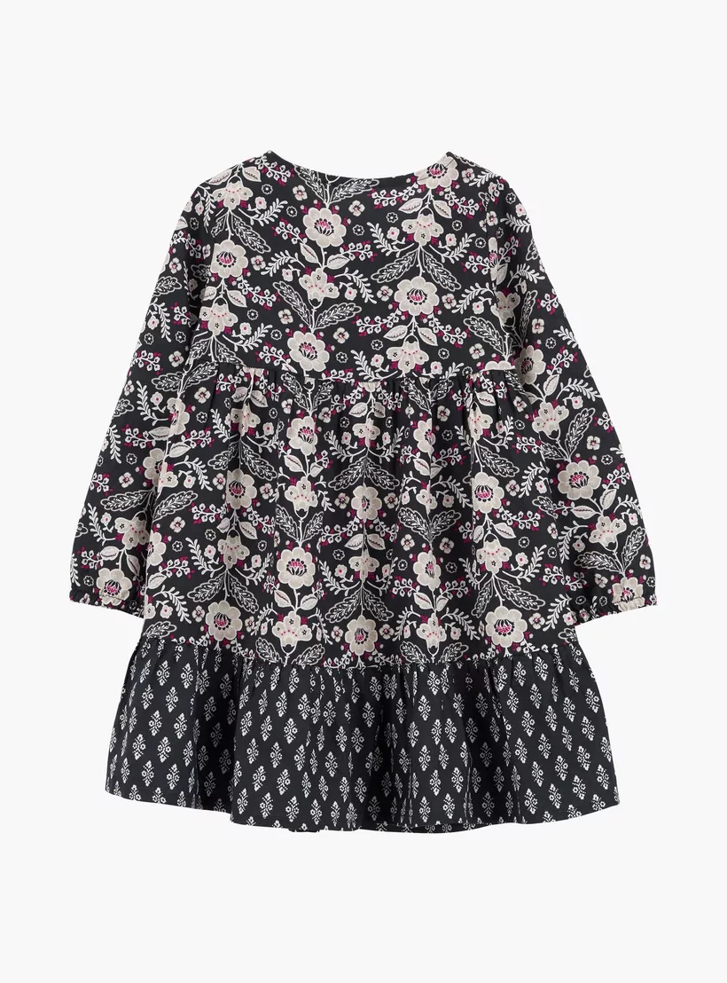 Carter's 2-Piece Floral Printed Long Sleeves Dress with Diaper Cover-2
