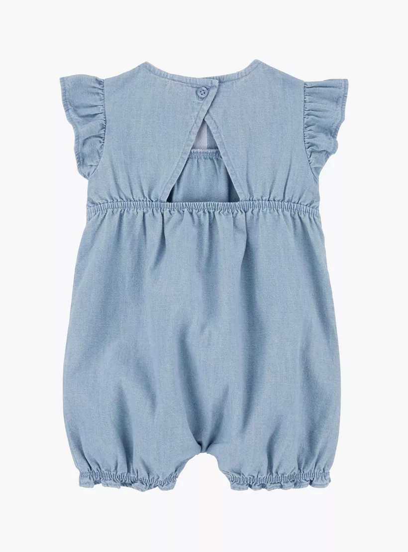 Carter's Cap Sleeves Chambray Flutter Romper-2