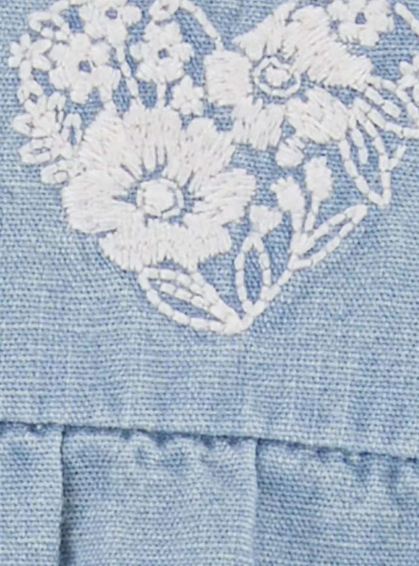 Carter's Cap Sleeves Chambray Flutter Romper-3