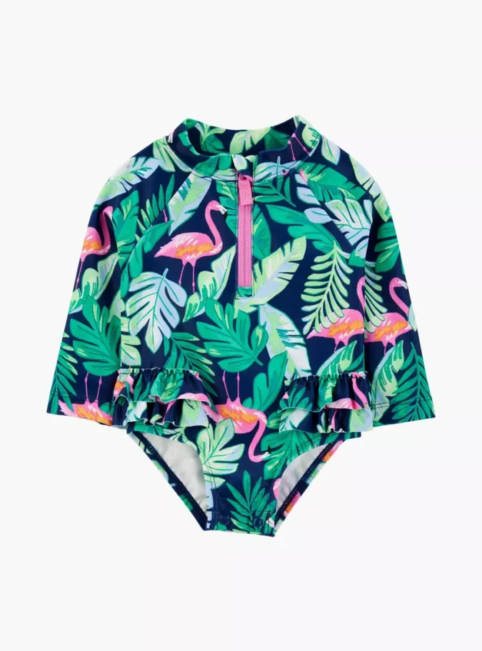 Carter's Flamingo Printed Long Sleeves Swimsuit-1