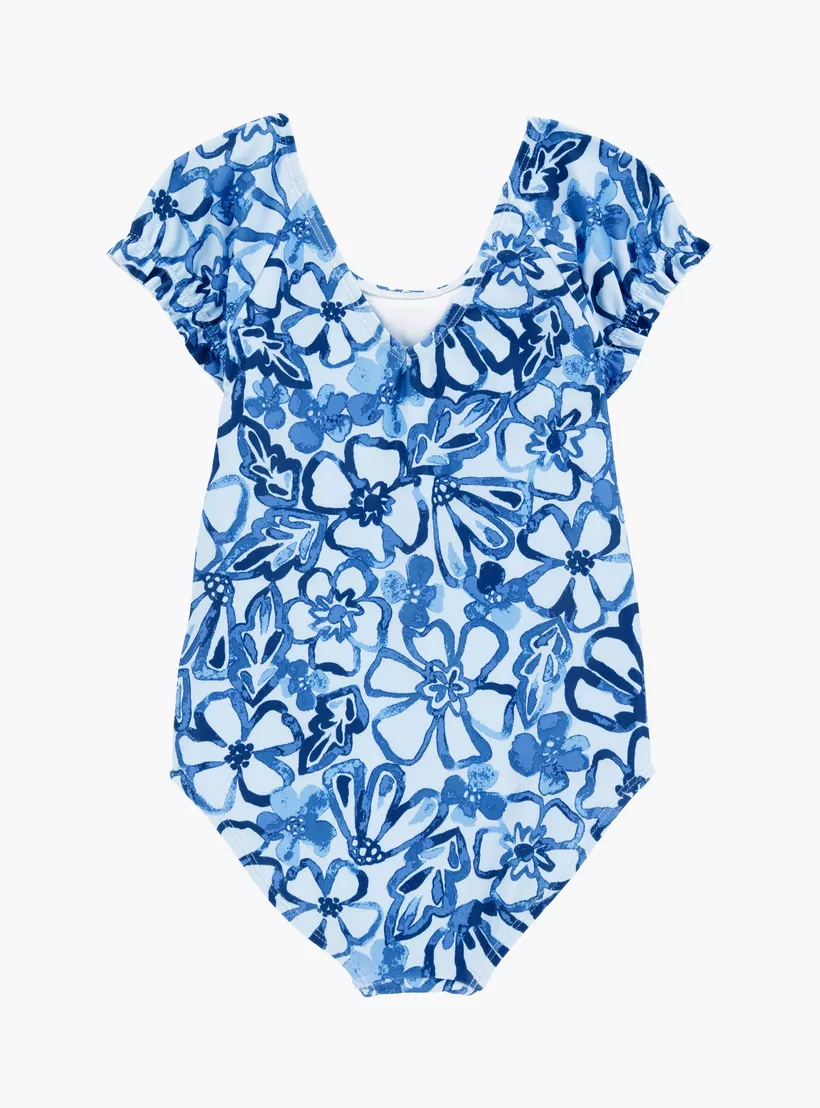Carter's Floral Printed Cap Sleeves Swimsuit-2