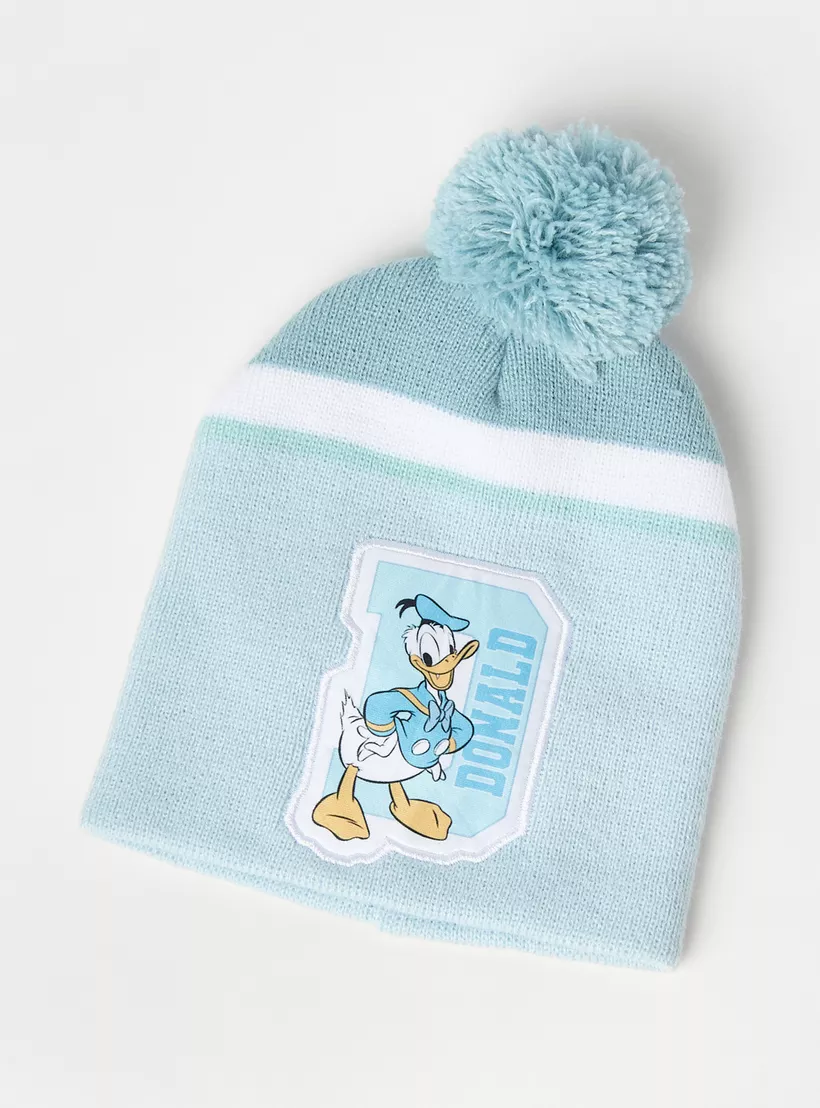 Disney Donald Duck Print Beanie Cap with Gloves-2