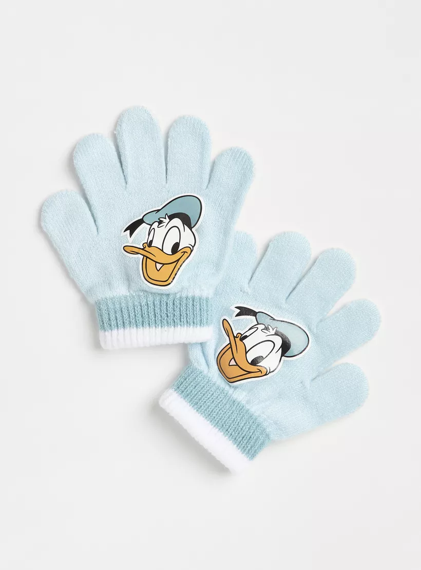 Disney Donald Duck Print Beanie Cap with Gloves-3