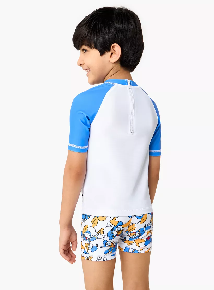 Disney Donald Duck Print Swim T-shirt and Shorts Set-3