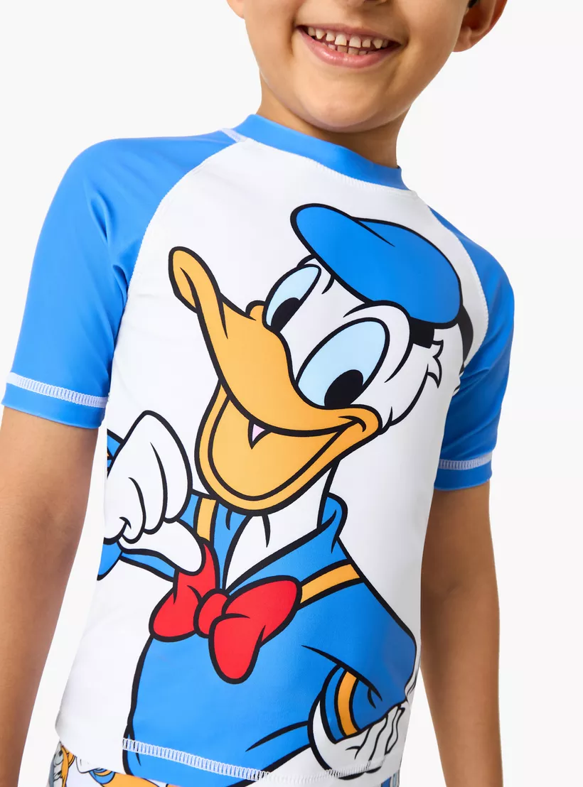 Disney Donald Duck Print Swim T-shirt and Shorts Set-4