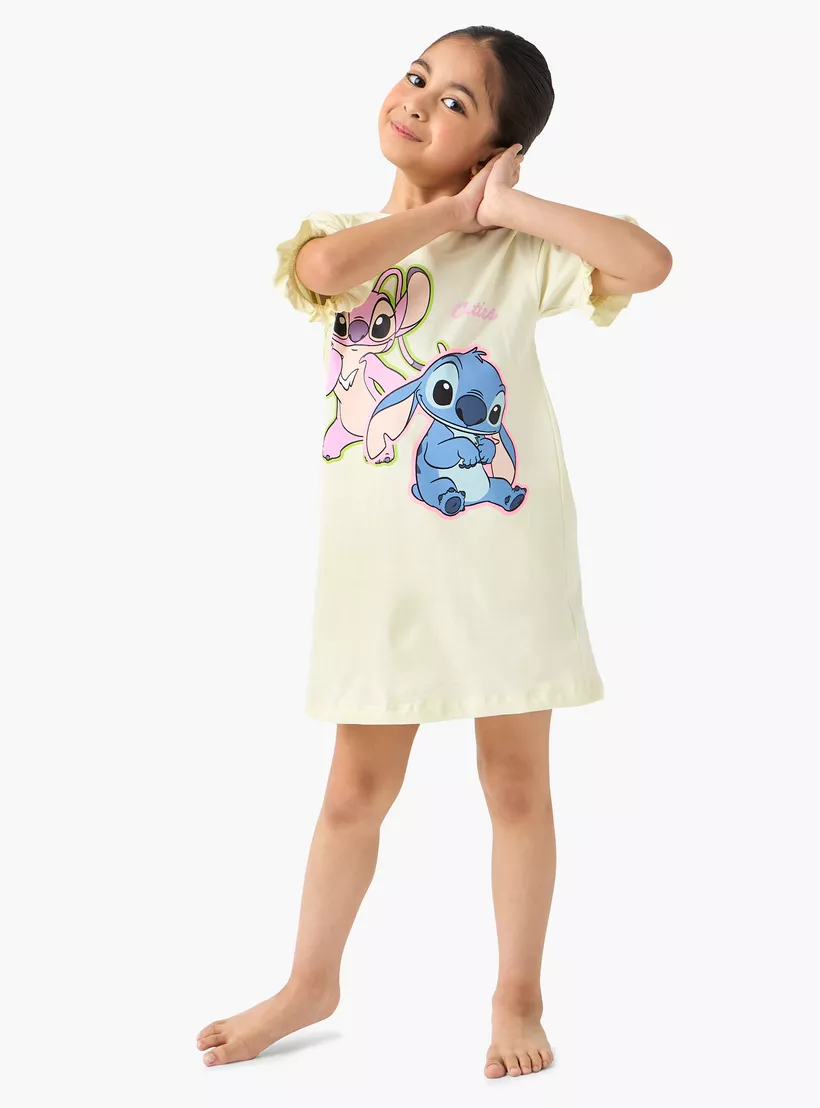 Disney Lilo and Stitch Print Night Dress with Round Neck - Set of 2-2