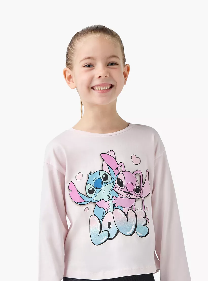 Disney Lilo and Stitch Print T-shirt with Long Sleeves - Set of 2-3