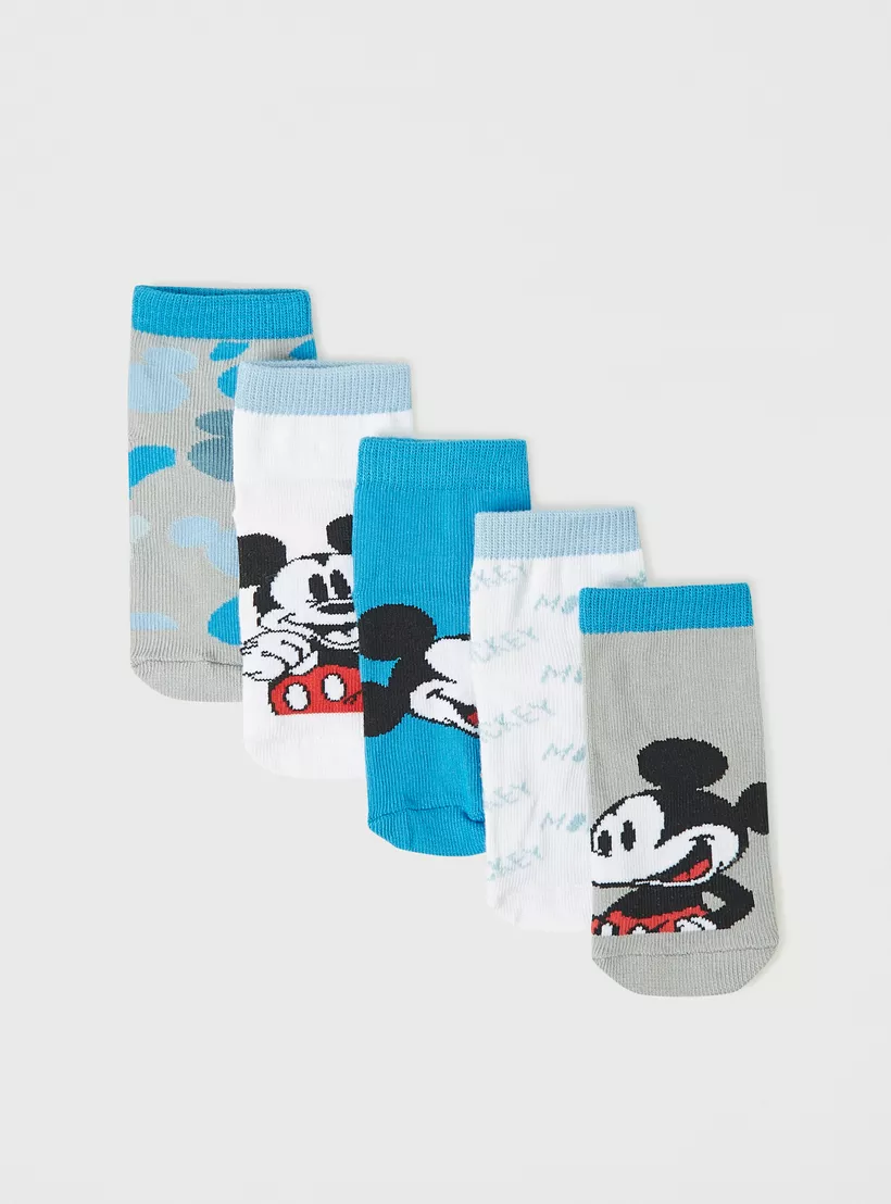 Disney Mickey Mouse Print Ankle Length Socks - Set of 5-2