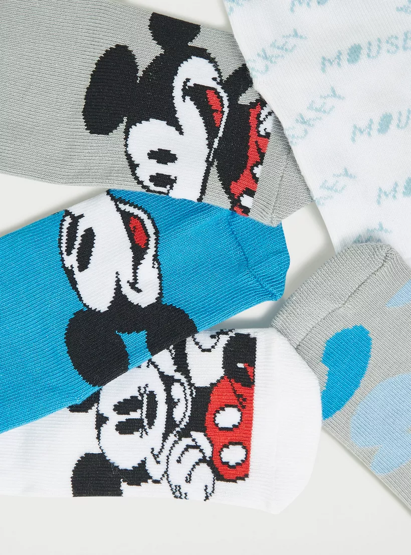 Disney Mickey Mouse Print Ankle Length Socks - Set of 5-3