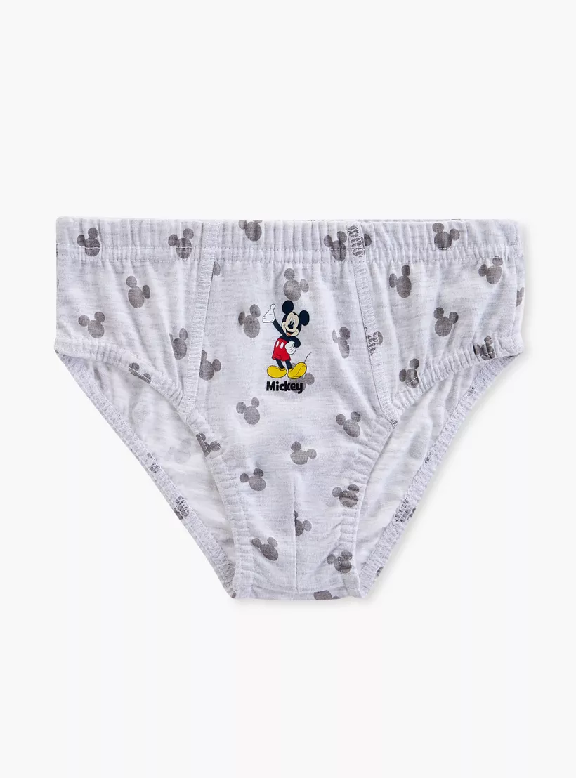 Disney Mickey Mouse Print Briefs with Elasticated Waistband - Set of 3-4