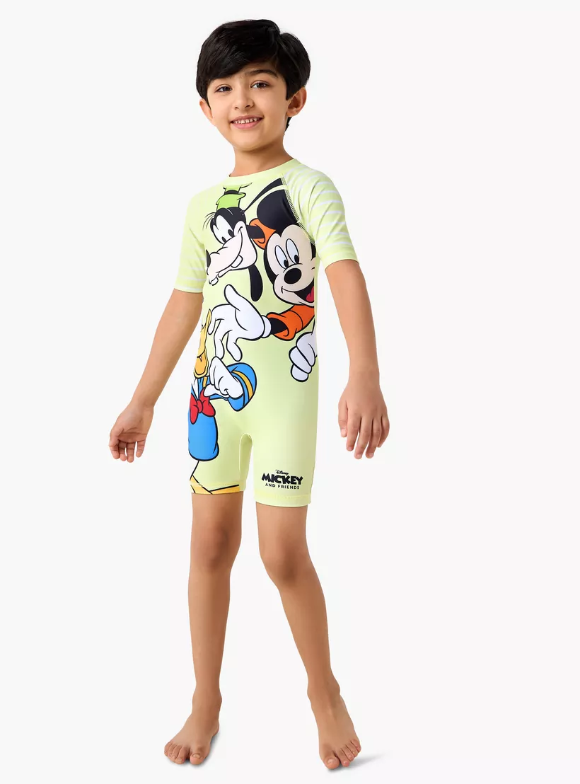 Disney Mickey and Friends Print Swimsuit with Zip Closure-2