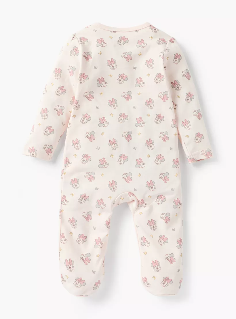 Disney Minnie Mouse Print Closed Foot Sleepsuit with Long Sleeves-2