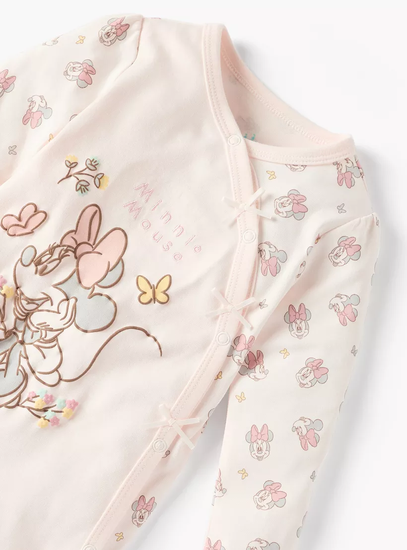 Disney Minnie Mouse Print Closed Foot Sleepsuit with Long Sleeves-3