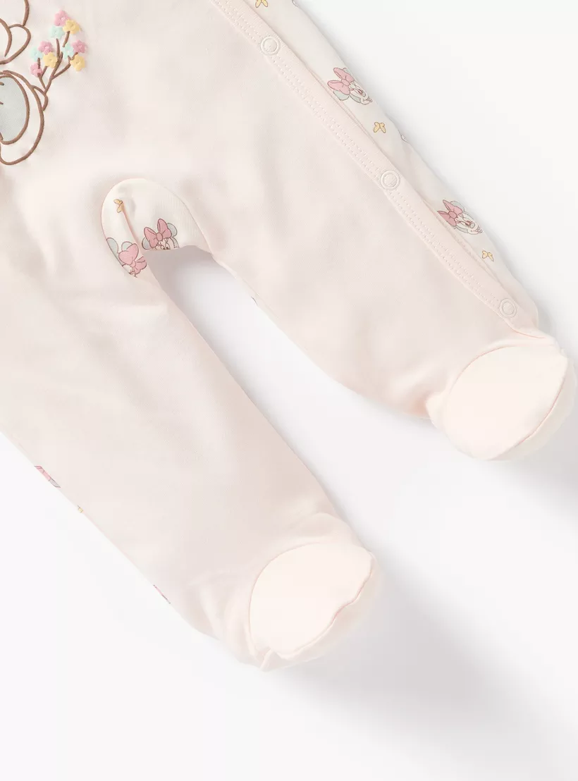 Disney Minnie Mouse Print Closed Foot Sleepsuit with Long Sleeves-4