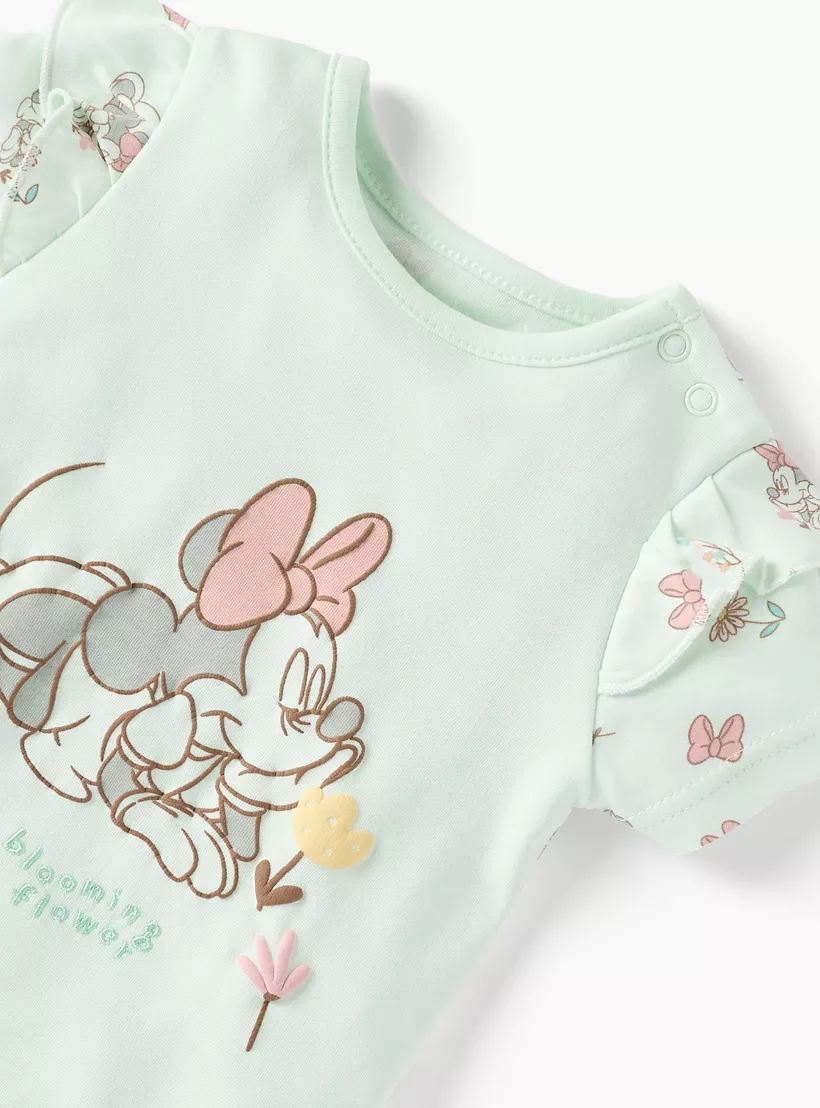 Disney Minnie Mouse Print Romper with Short Sleeves-3