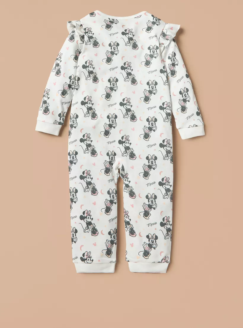 Disney Minnie Mouse Print Sleepsuit with Ruffle Detail and Zip Closure-2