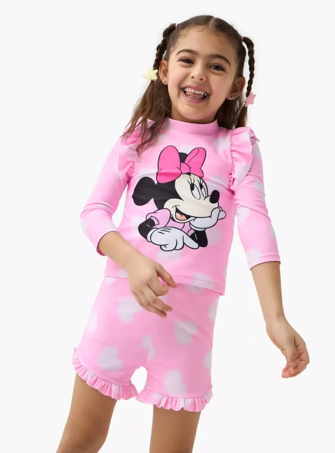 Disney Minnie Mouse Print Swim Top and Shorts Set-1