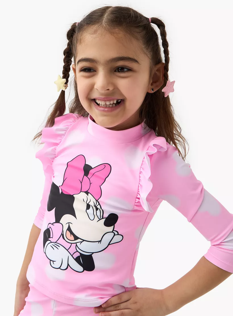 Disney Minnie Mouse Print Swim Top and Shorts Set-2