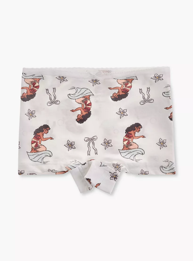 Disney Moana Print Boxer Briefs with Bow Detail - Set of 3-4