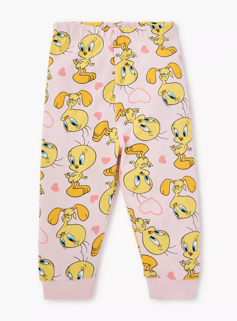 Disney Tweety Print T-shirt and Pyjama Set-3
