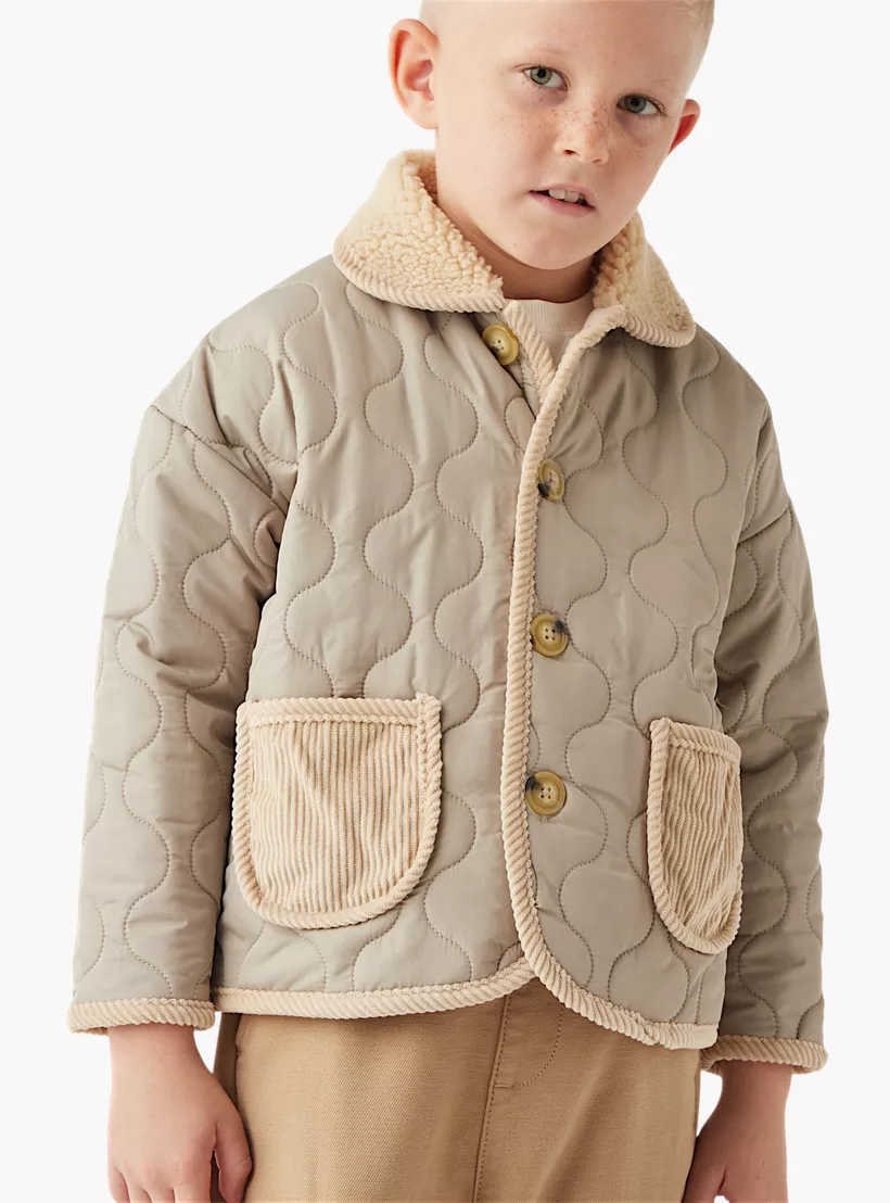 Eligo Quilted Heavy Jacket with Collar and Pockets-3