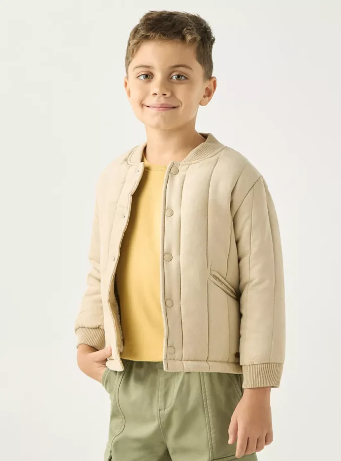 Eligo Quilted Long Sleeves Jacket with Zip Closure and Pockets-1