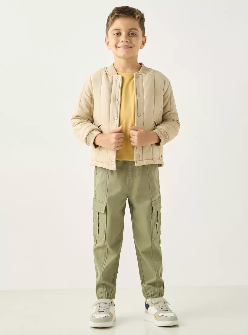 Eligo Quilted Long Sleeves Jacket with Zip Closure and Pockets-2