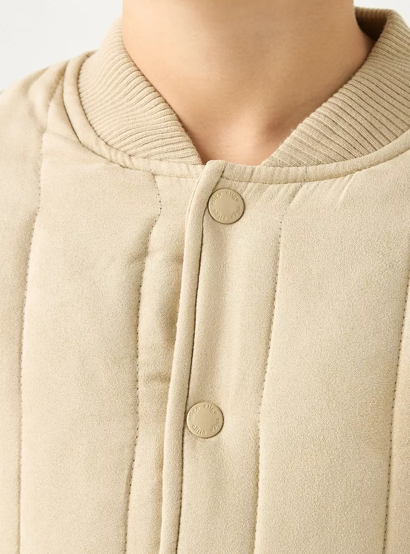 Eligo Quilted Long Sleeves Jacket with Zip Closure and Pockets-4