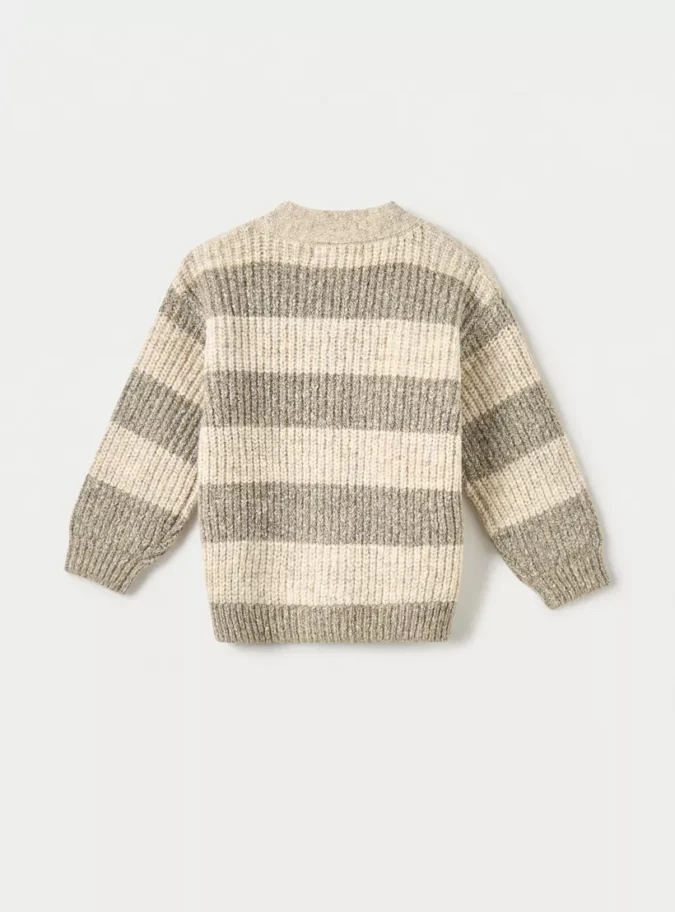 Eligo Striped Cardigan with Long Sleeves and Button Closure-2