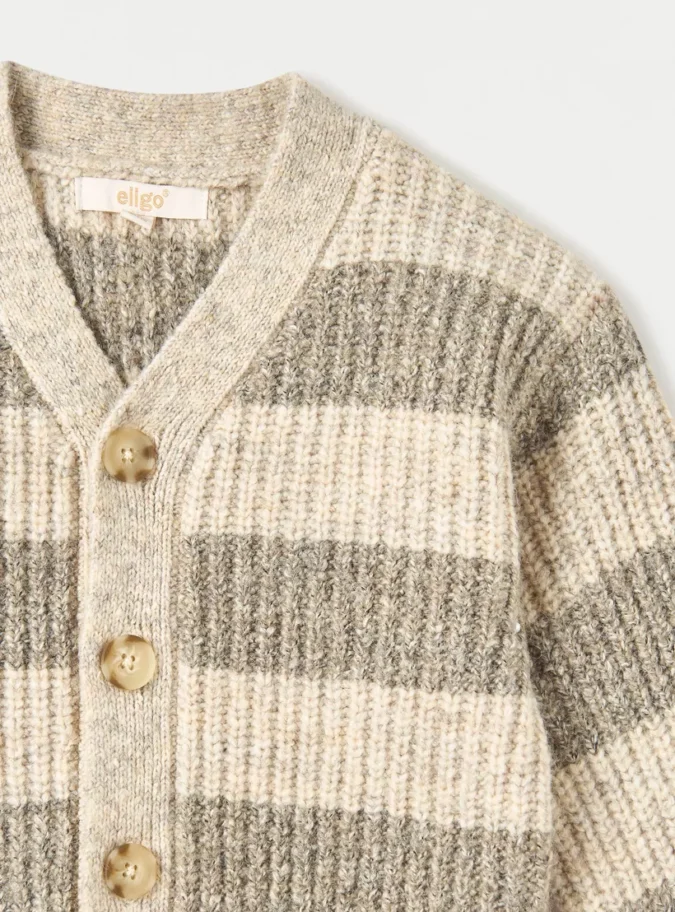 Eligo Striped Cardigan with Long Sleeves and Button Closure-3