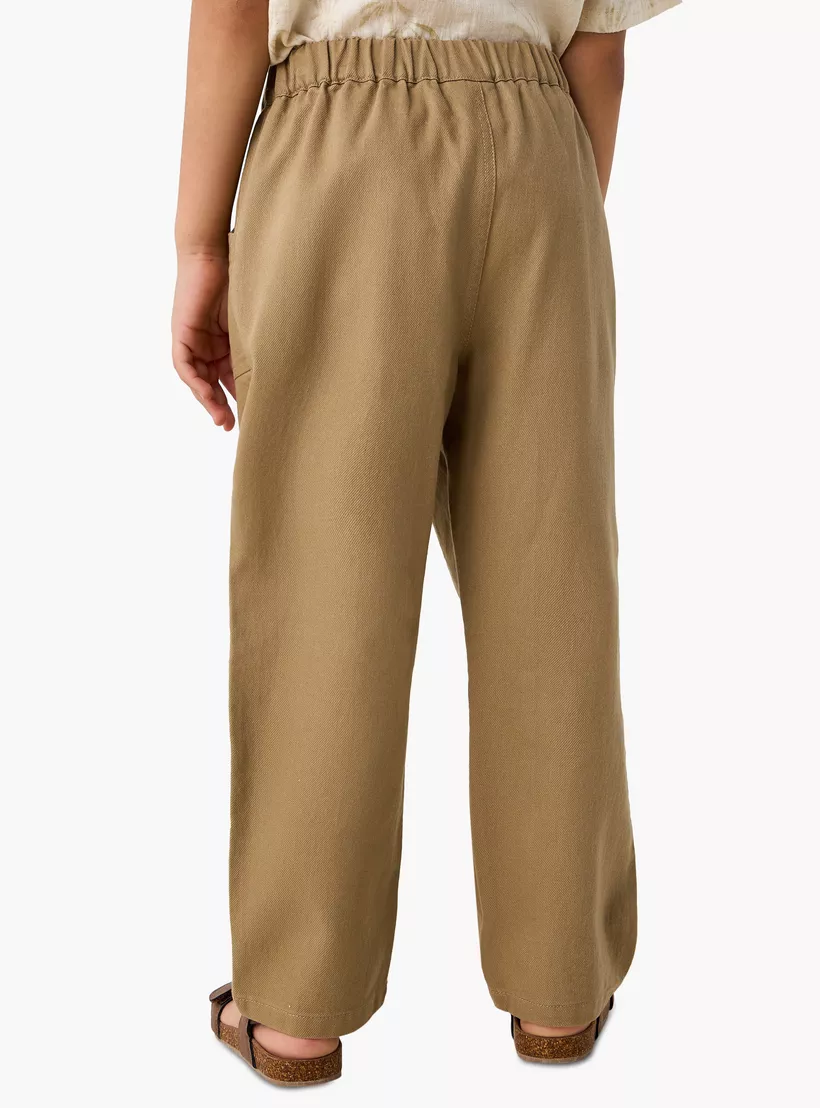 Eligo Textured Pants with Button Closure and Pockets-3