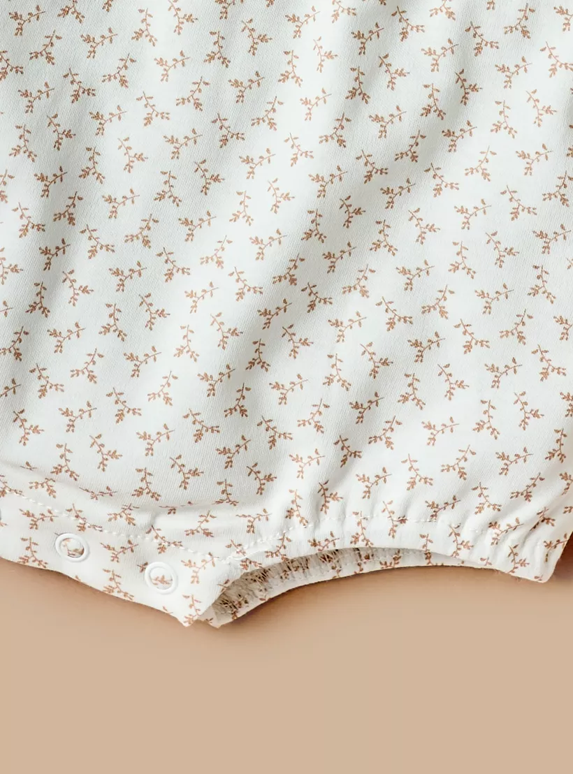 Giggles All-Over Floral Print Romper with Ruffle Detail and Snap Button Closure-4