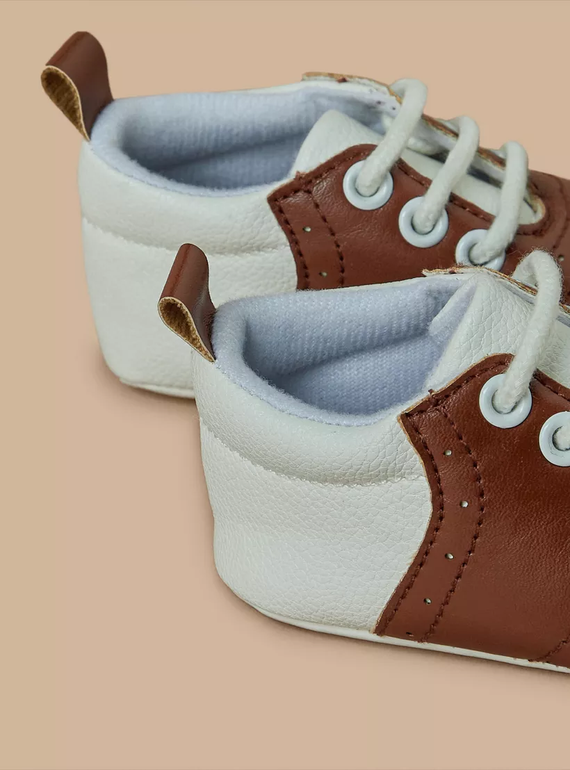 Giggles Colourblock Booties with Lace-Up Closure-4