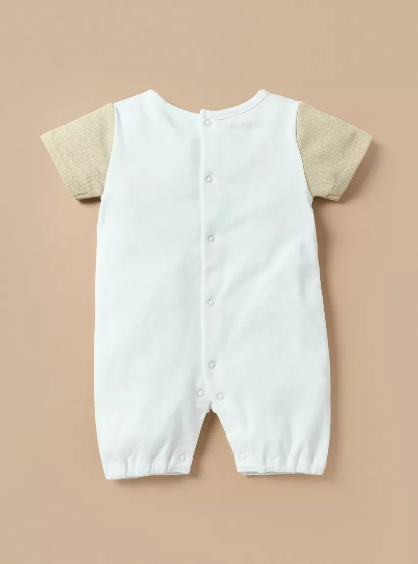 Giggles Colourblock Romper with Button Closure-3